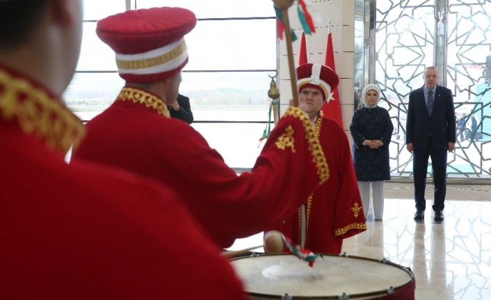 Cumhurbaşkanı Erdoğan’a mehterli karşılama