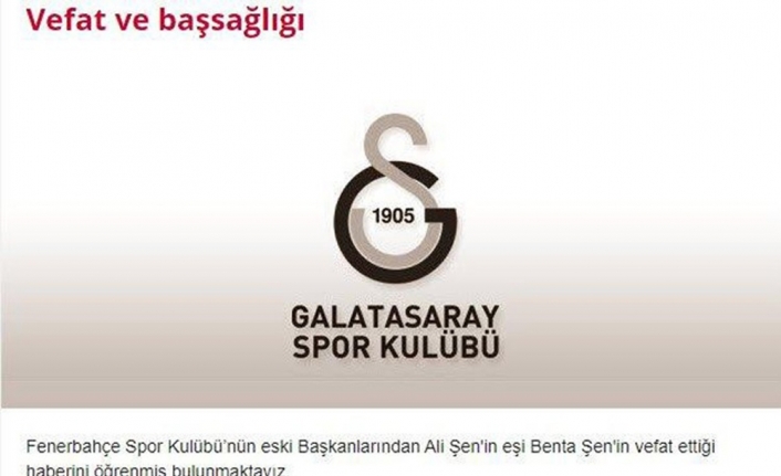 Galatasaray’dan Benta Şen için başsağlığı mesajı