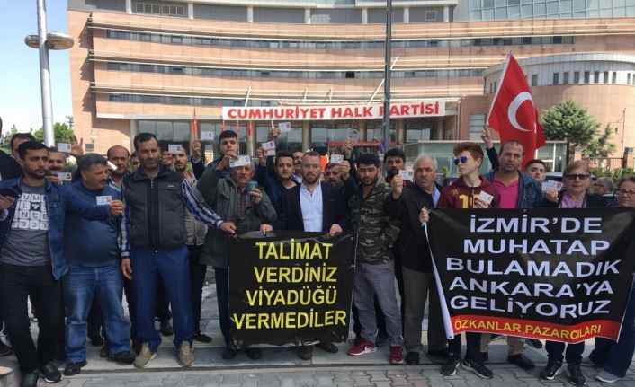 CHP Genel Merkezi önünde pazarcı eylemi