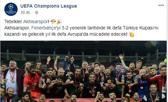 UEFA’dan Akhisarspor’a tebrik