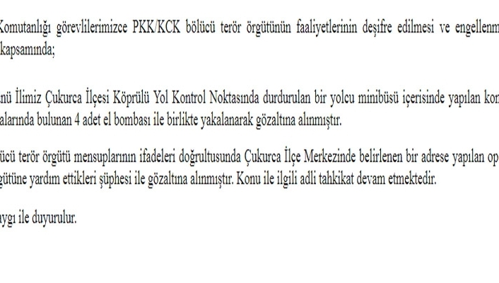 PKK’lı teröristler yolcu minibüsünde bombayla yakalandı