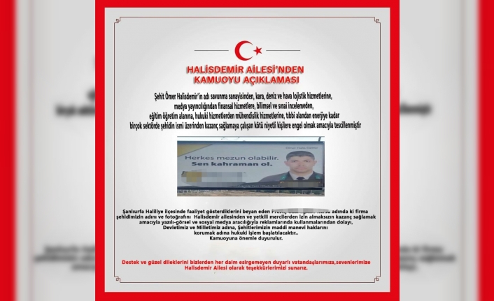 "Ömer Halisdemir’in fotoğrafı reklam malzemesi değildir"