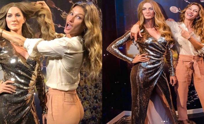 Gisele Bündchen balmumu heykeliyle poz verdi