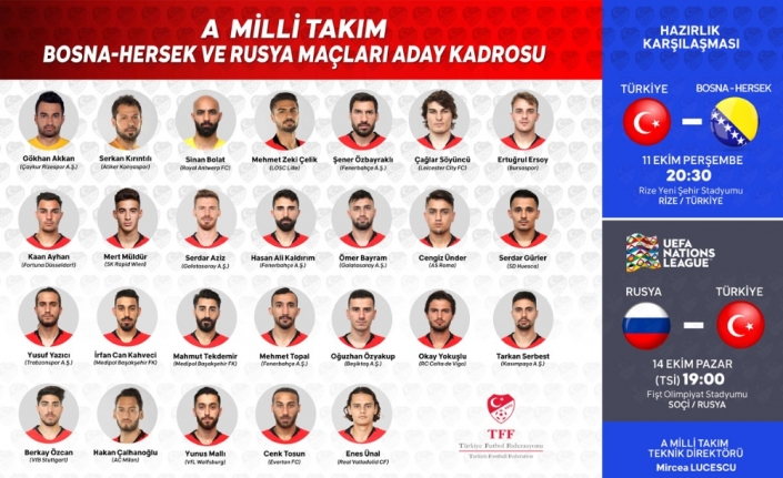 A Milli Futbol Takımı’nın aday kadrosu açıklandı